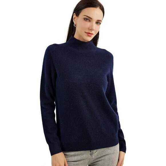Women's Cashmere Sweater Lot Warm Mock Neck Long Sleeve Leisure Knit